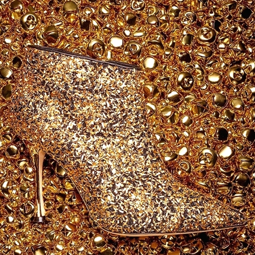NEW RARE Manolo Blahnik 50th Anniversary BB 105 Pointy Toe Bootie Pluta Gold